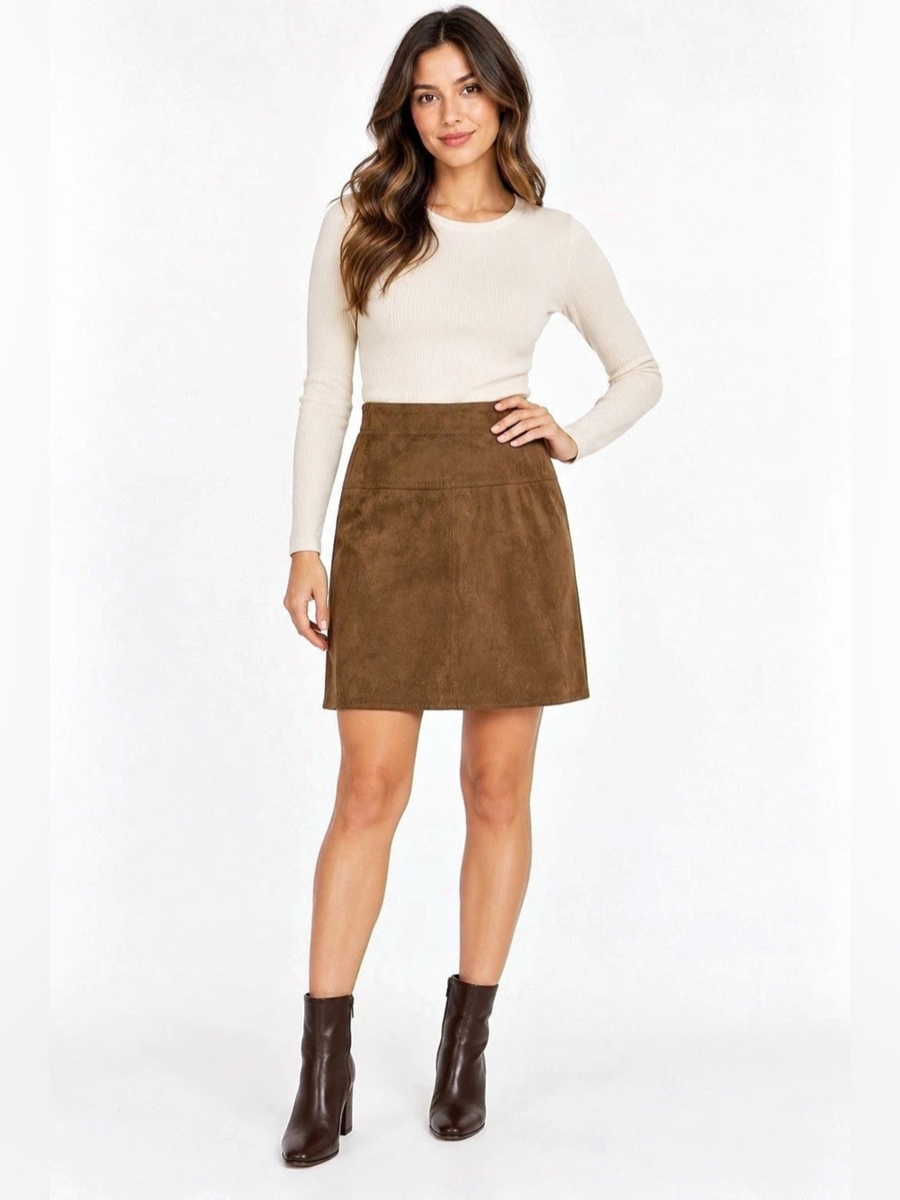 Max Studio Brown Suede Mini Skirt